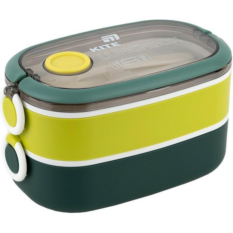 Ланчбокс Kite двойной с наполнением 1600 мл, зеленый (k25-1181-3)
