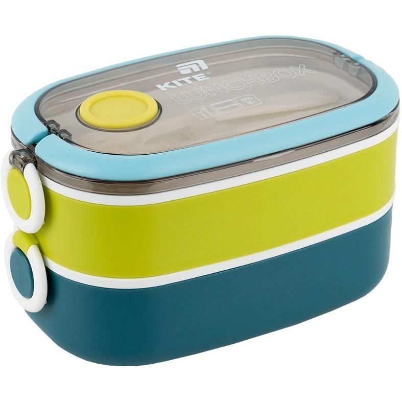 Ланчбокс Kite двойной с наполнением 1600 мл, синий (k25-1181-2)