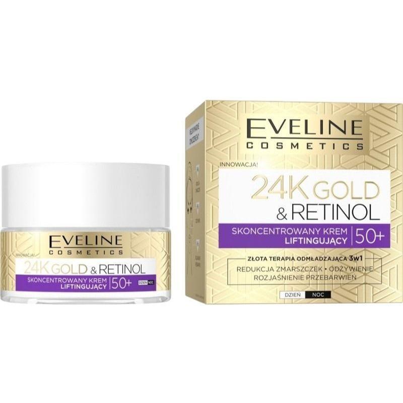 Крем для лица Eveline 24K Gold&Retinol 50+ лифтинг с ретинолом 50 мл фото 1