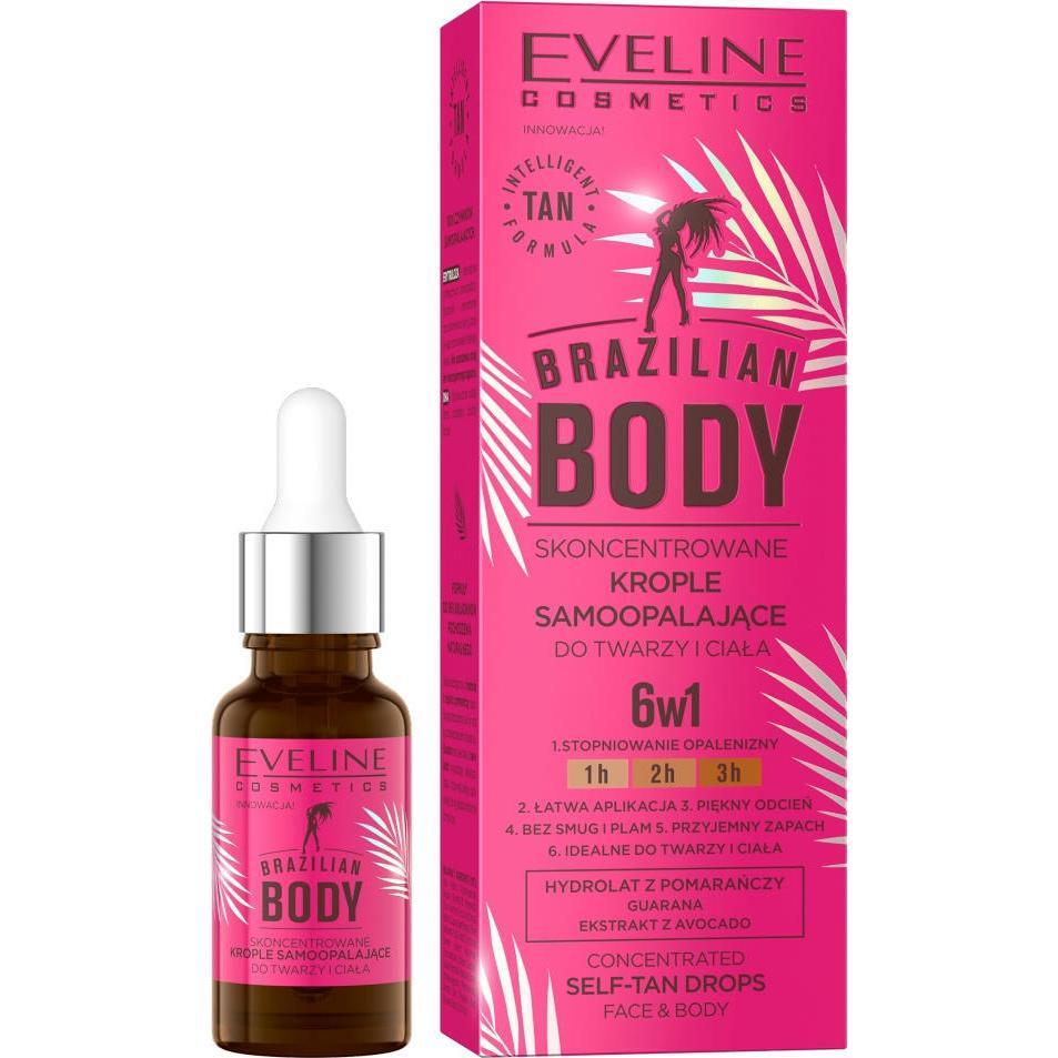Капли для автозагара Eveline Brazilian Body 6в1 для лица и тела 18 мл фото 1