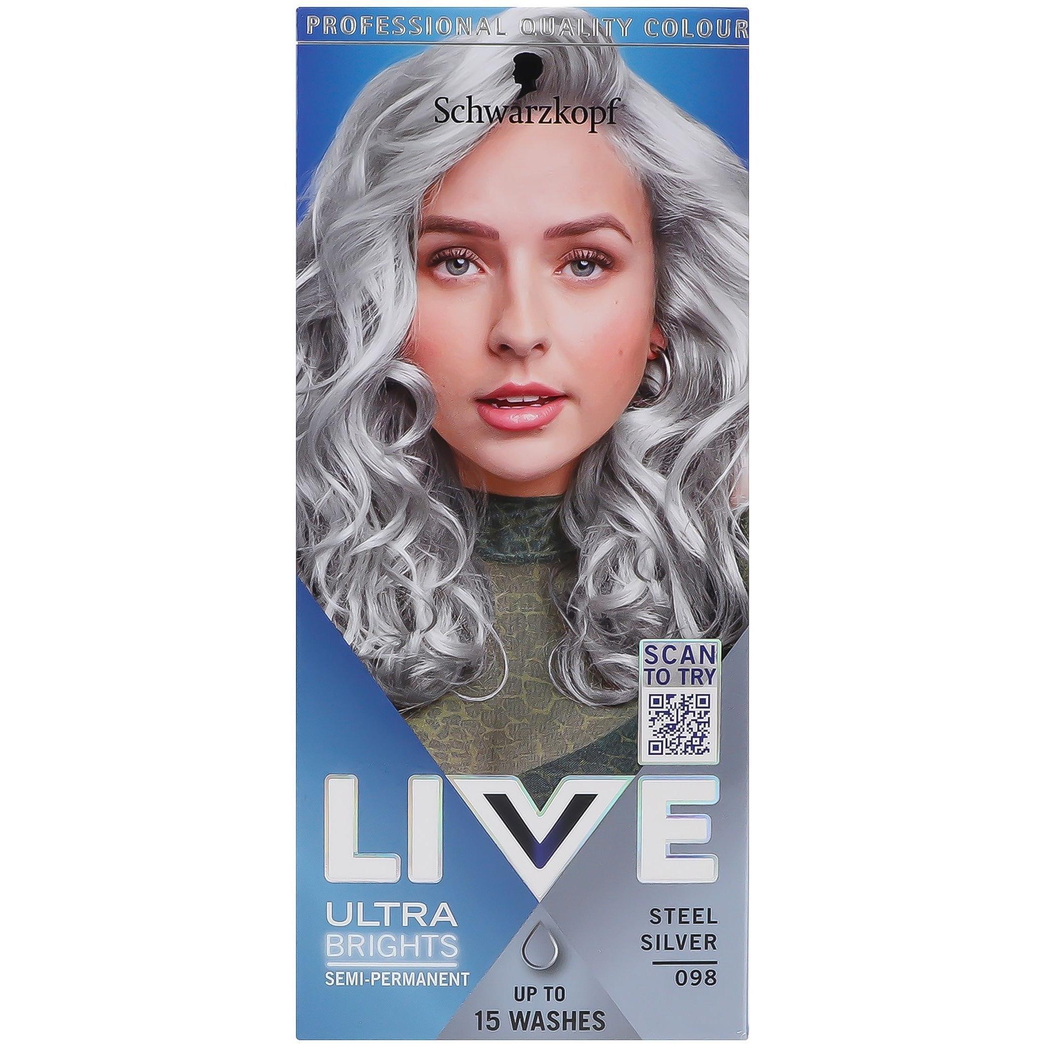 Крем-фарба для волосся напівстійка Live 098 Срібний металікфото1