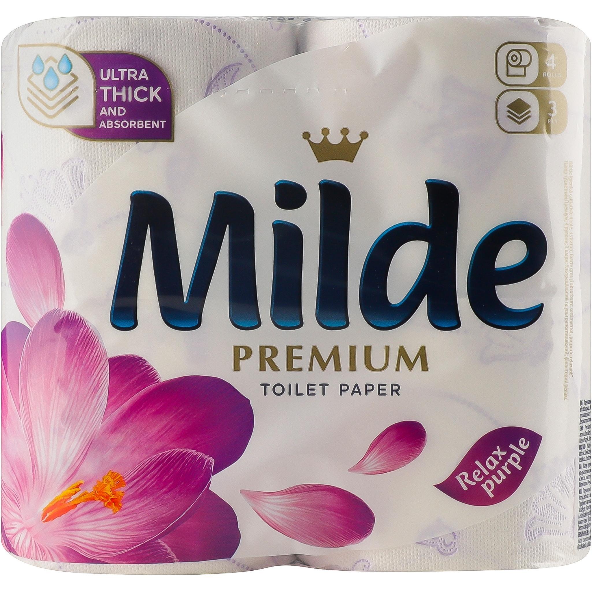 Туалетная бумага Milde Premium Relax Purple 3 слоя 4 шт фото 1