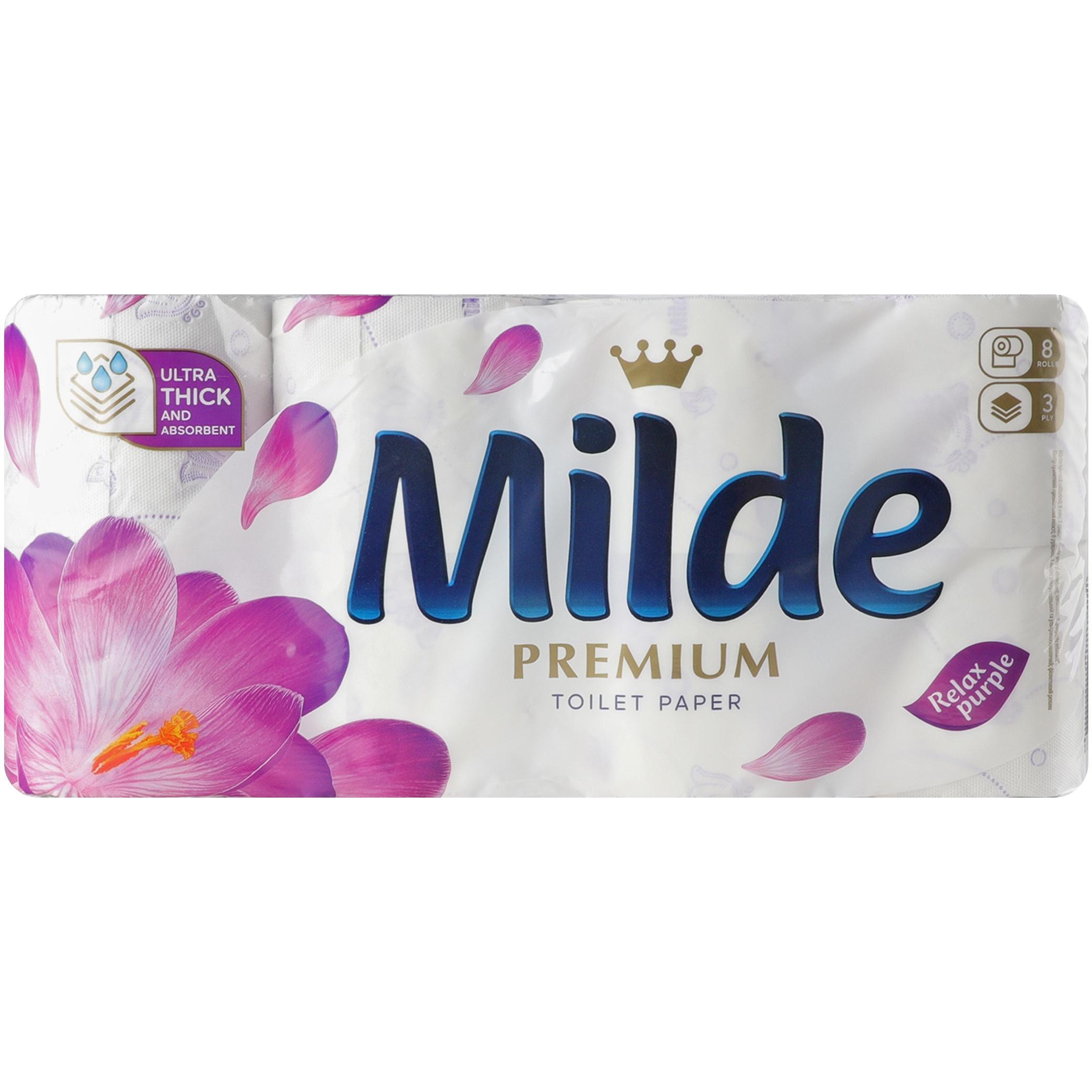 Туалетная бумага Milde Premium Relax Purple 3 слоя 8 шт фото 1