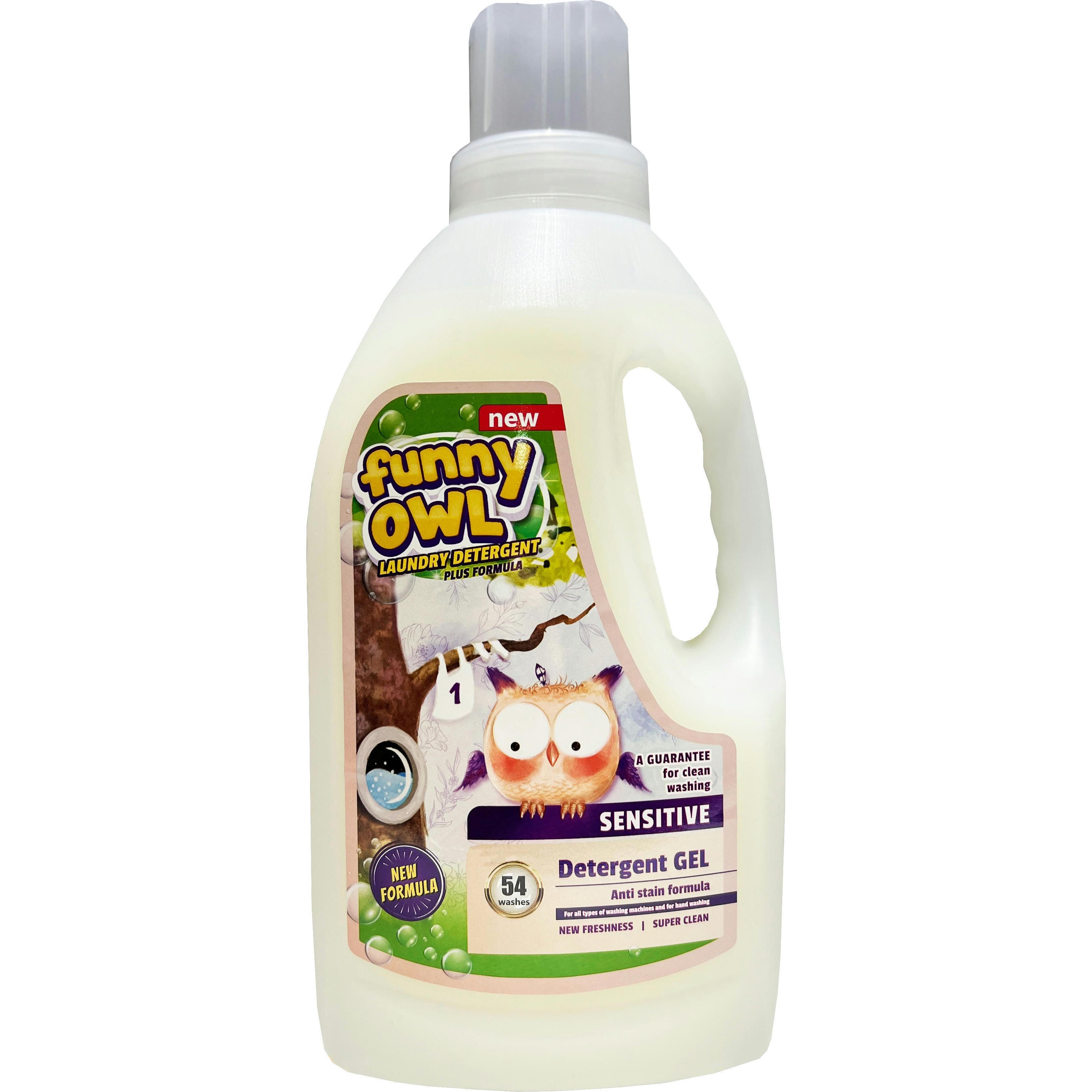 Гель для стирки Funny Owl Sensitive для детской одежды 1.62 л фото 1