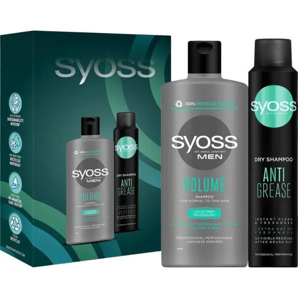 Набор Syoss For Men Clean&Freshness Шампунь Men Volume 440 мл + Сухой шампунь Anti-Grease 200 мл