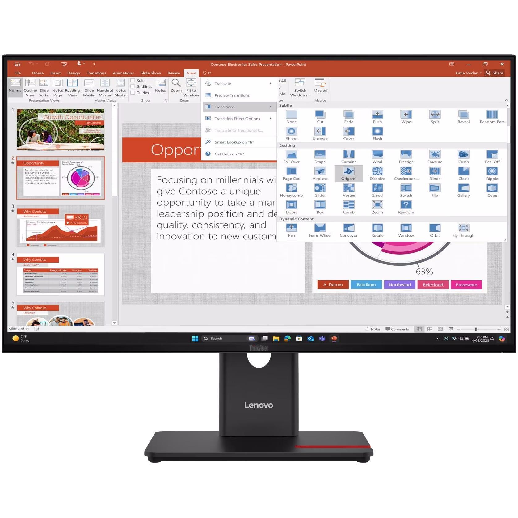 Монітор 27'' LENOVO ThinkVision T27-40 (64A5MAT6UA)фото1