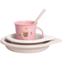 Набор посуды для кормления Suavinex "Лесные истории", розовый (306792)