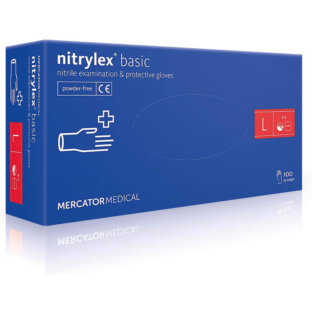 Рукавички нітрилові оглядові Nitrylex нестерильні неприпудрені розмір L 100 шт синіфото1