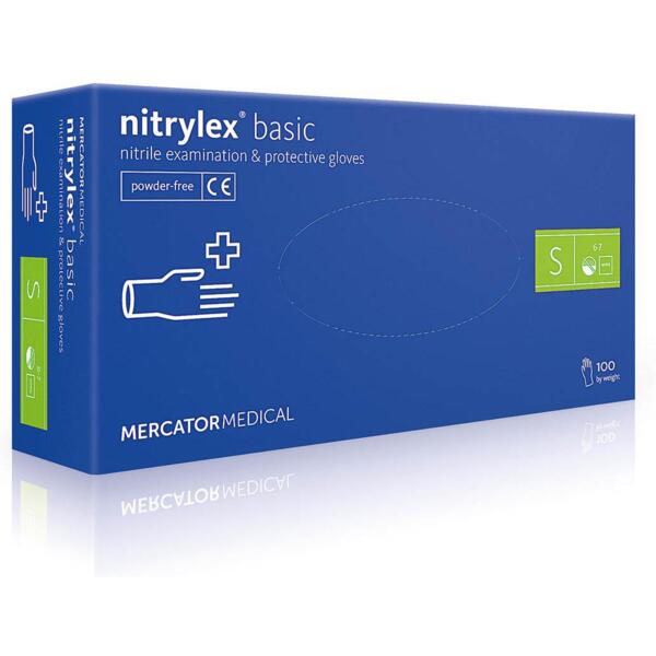 

Перчатки нитриловые смотровые Nitrylex нестерильные неприпудренные размер S 100 шт синие