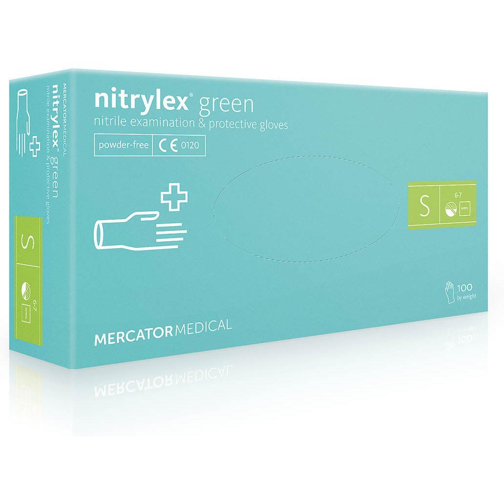 Рукавички нітрилові оглядові Nitrylex нестерильні неприпудрені розмір S 100 шт зеленіфото1