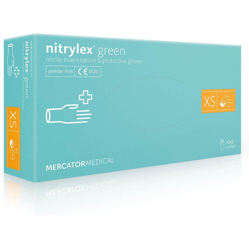 Рукавички нітрилові оглядові Nitrylex нестерильні неприпудрені розмір XS 100 шт зеленіфото1