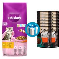 Сухой корм для котят Whiskas с курицей 14кг+12 шт Влажный корм Sheba 85г в Подарок