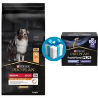 Сухий корм для собак Purina Pro Plan Medium Adult з куркою 14 кг+Пробіотик Pro Plan FortiFlora Plus 30*1.5г у Подарунок