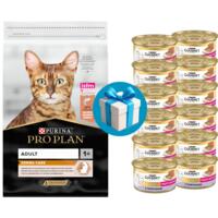 Сухой корм для котов Purina Pro Plan Elegant Adult с лососем 10 кг+Влажный корм Gourmet Gold 12*85 г в Подарок