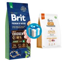 Сухий корм для собак Brit Premium Junior XL з куркою 15 кг + Корм Brit Care Dog Hypoallergenic Junior 3 кг у Подарунок