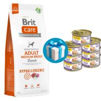 Корм для собак Brit Care Dog Hypoallergenic Medium с ягненком 12кг+7шт Влажный корм GimDog Pure Delight 85 г в Подарок