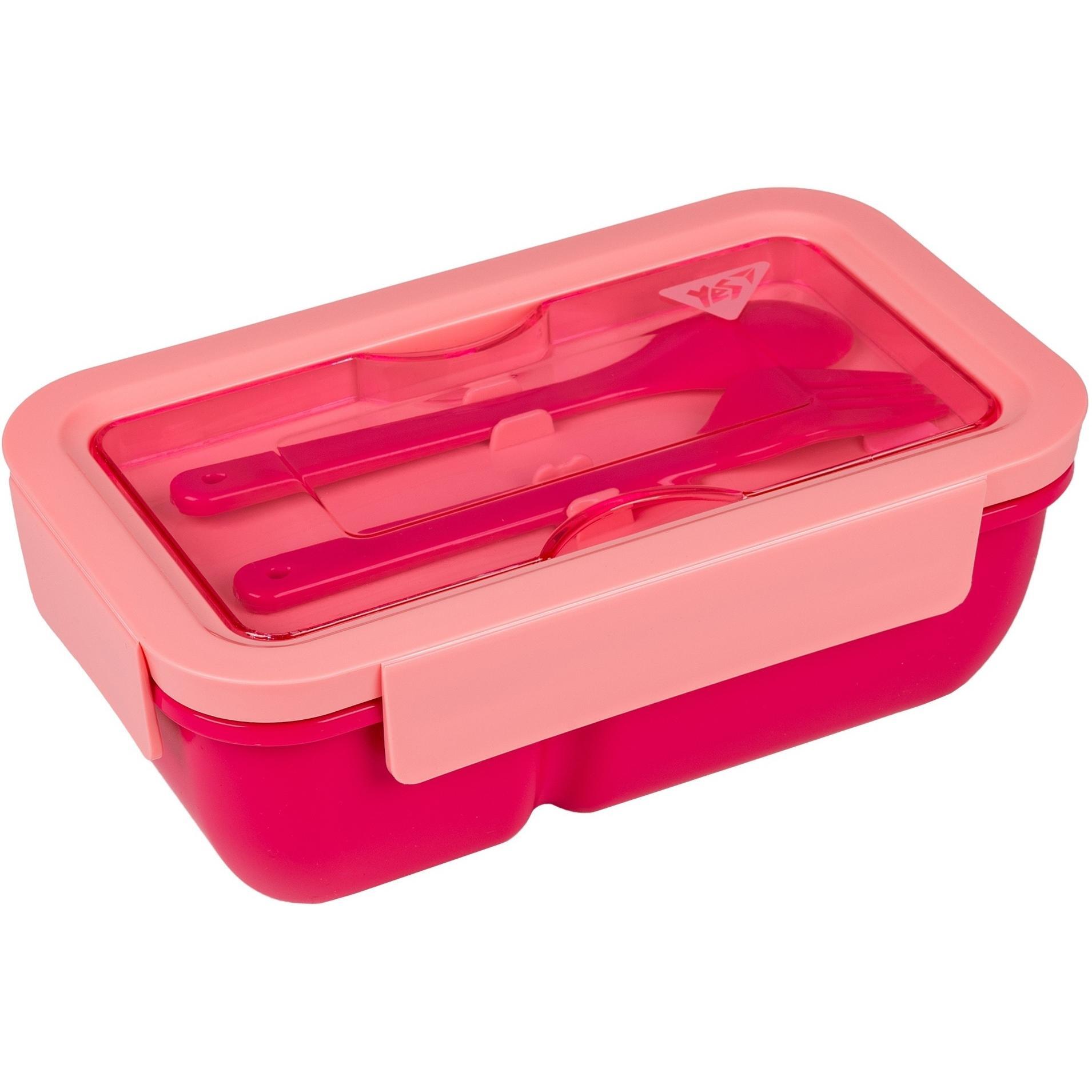 Ланч-бокс Yes Fusion 850 мл з приладдям рожевий (708169)фото1