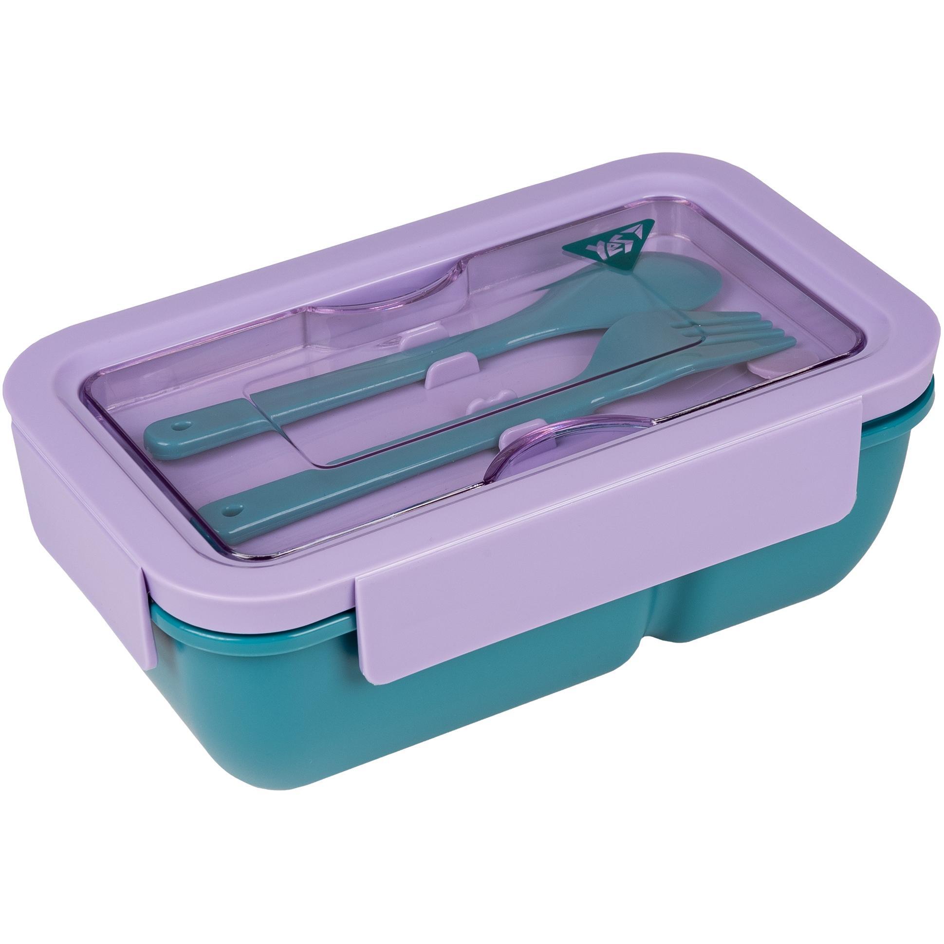Ланч-бокс Yes Fusion 850 мл з приладдям фіолетово-зелений (708170)фото1