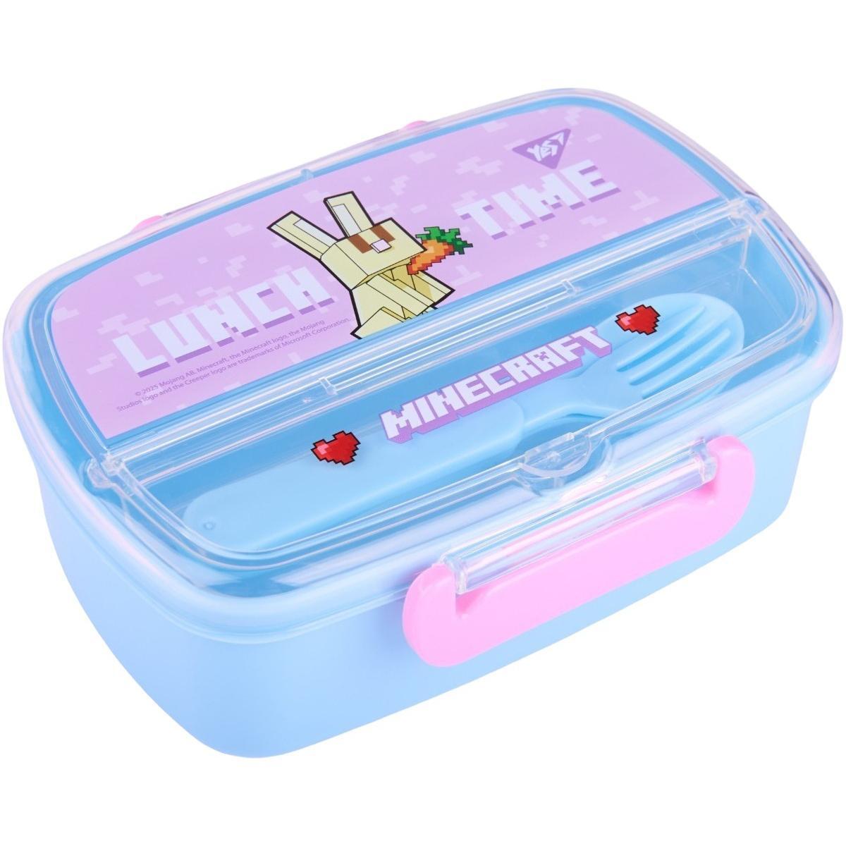 Ланч-бокс Yes Minecraft.Spring 750 мл з приладдям, блакитний (708370)фото1