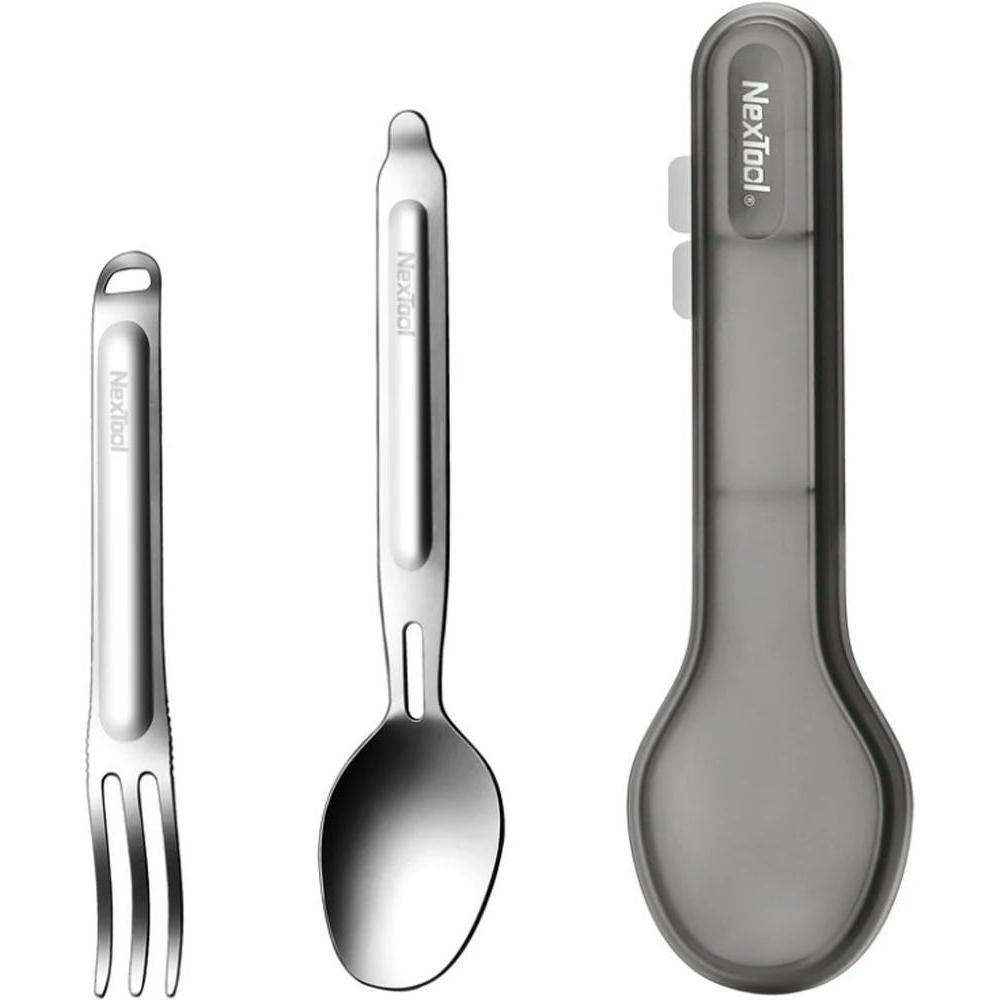 Туристичний набір ложка-виделка NexTool Portable Stainless Steel Tableware нерж.стальфото1