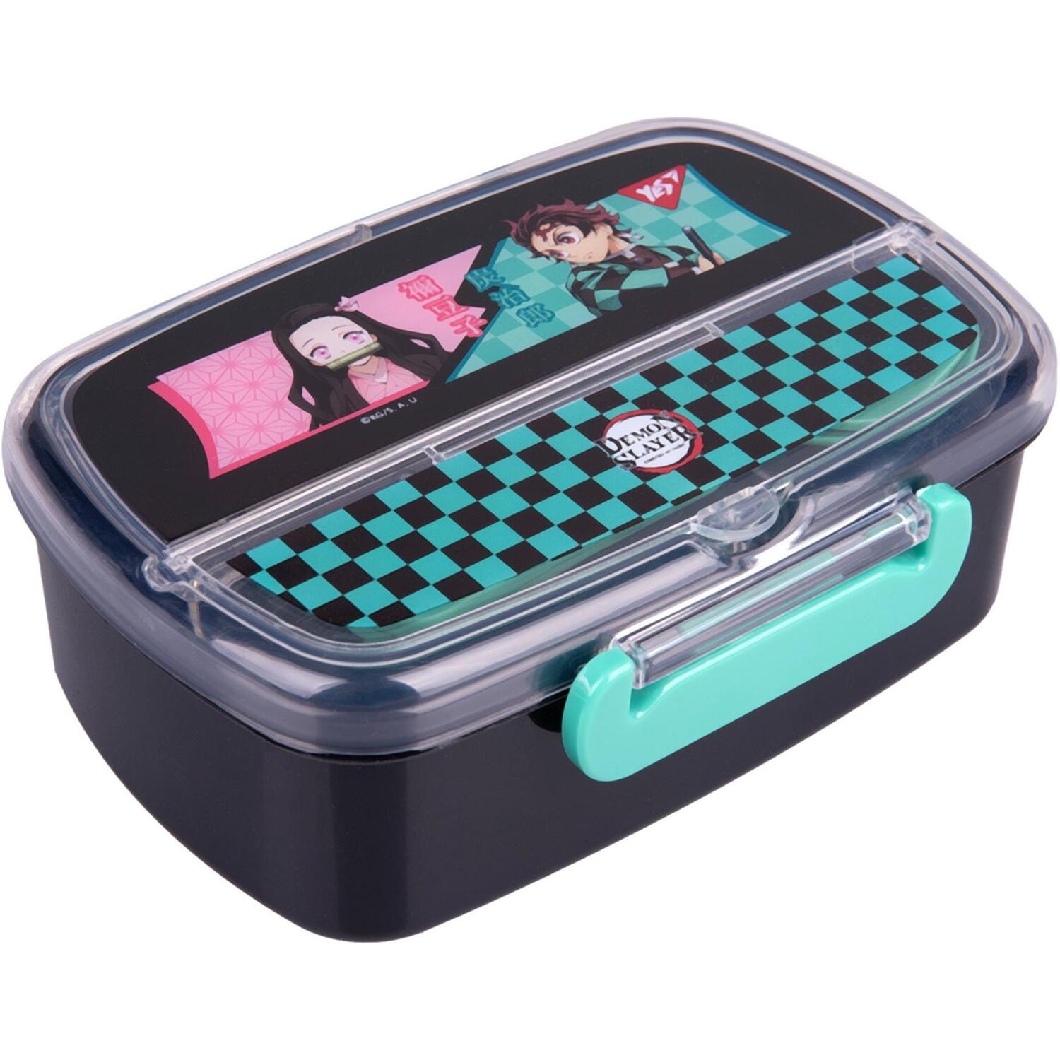 Ланч-бокс Yes Demon Slayer 750 мл, з приладдям, чорний (708275)фото