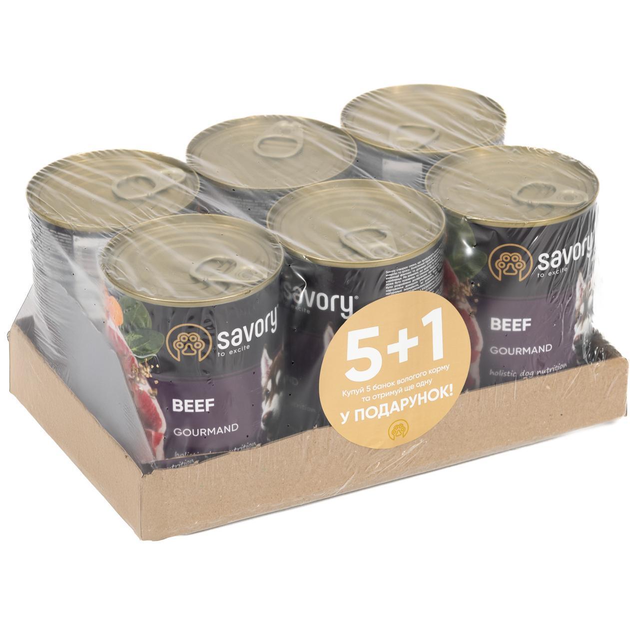 Набір вологих кормів 5+1 для дорослих собак усіх порід Savory Dog Gourmand Duck паштет з качкою 400 гфото1