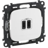 Розетка Legrand Valena ALLURE USB-C+USB-C , 3А, 5V, белый (755345)