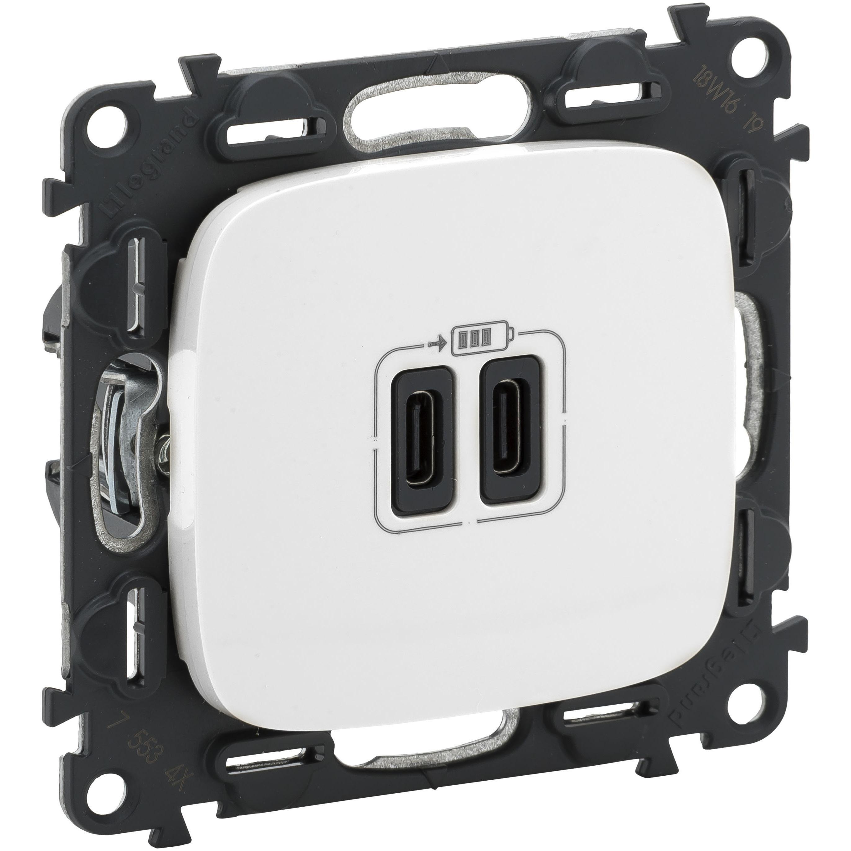 Розетка Legrand Valena ALLURE USB-C+USB-C , 3А, 5V, білий (755345)фото1