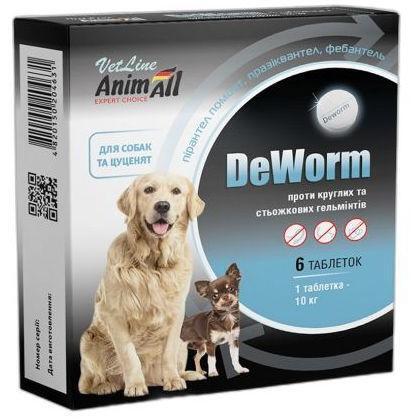 Противогельминтный препарат для собак и щенков AnimAll VetLine DeWorm плюс 6 таб фото 1