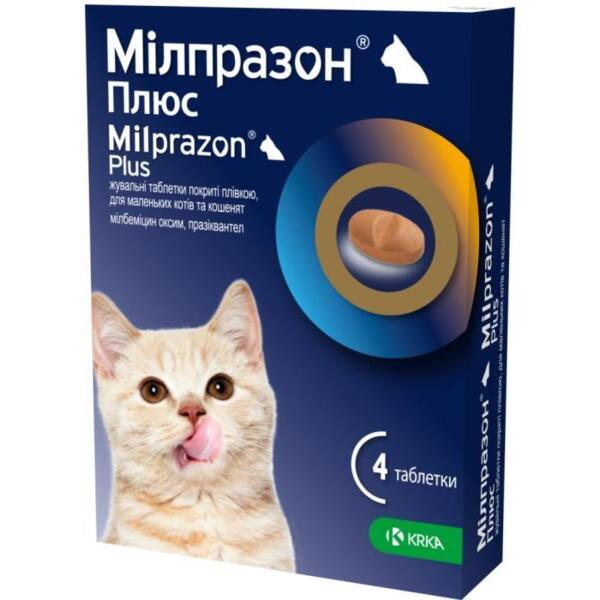 

Противогельминтные таблетки для кошек Мілзапрон Плюс 4 мг/10 мг (блистер 4 таб)