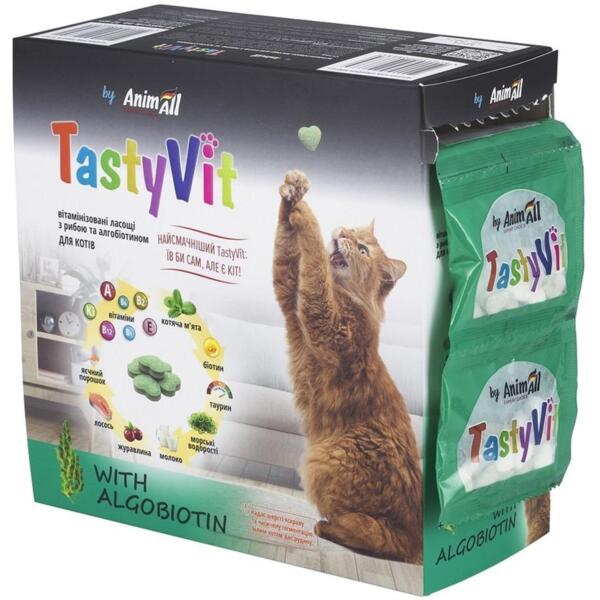 

Витаминизированные лакомства для кошек AnimAll TastyVit с рыбой и альгобиотином 600 шт 50 пакетов по 12 шт