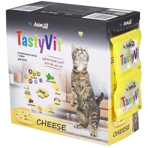 

Витаминизированные лакомства для кошек AnimAll TastyVit с сыром 600 шт 50 пакетов по 12 шт