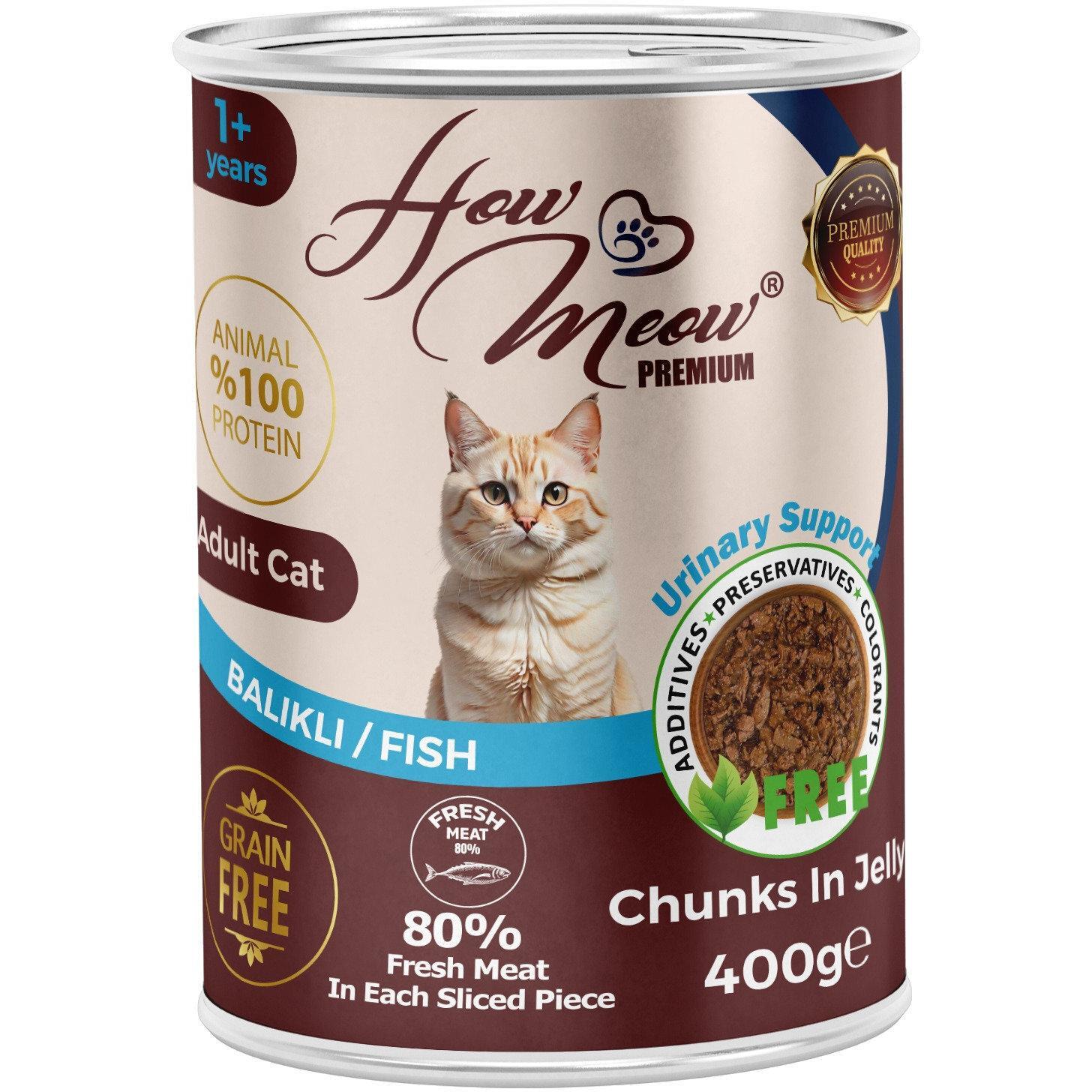 Вологий корм для дорослих котів How Meow Adult Cat з рибою 400 гфото1