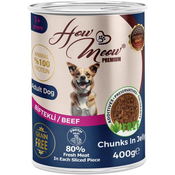 

Влажный корм для взрослых собак How Meow Dog с говядиной 400 г