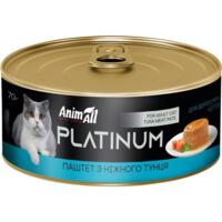Влажный корм для кошек AnimAll Platinum нежный паштет с тунцом 70 г
