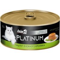 Влажный корм для кошек AnimAll Platinum нежный паштет с кроликом 70 г