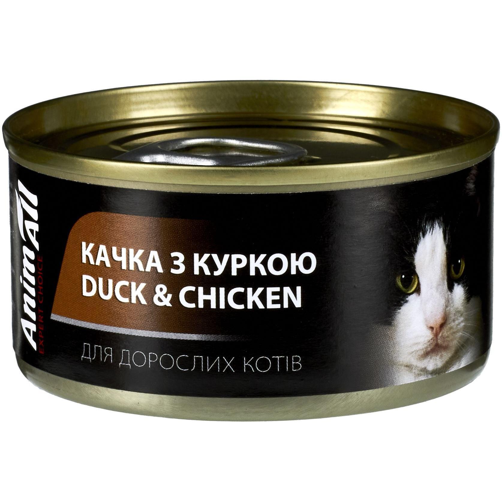 Вологий корм для котів AnimAll з качкою та куркою 80 гфото1