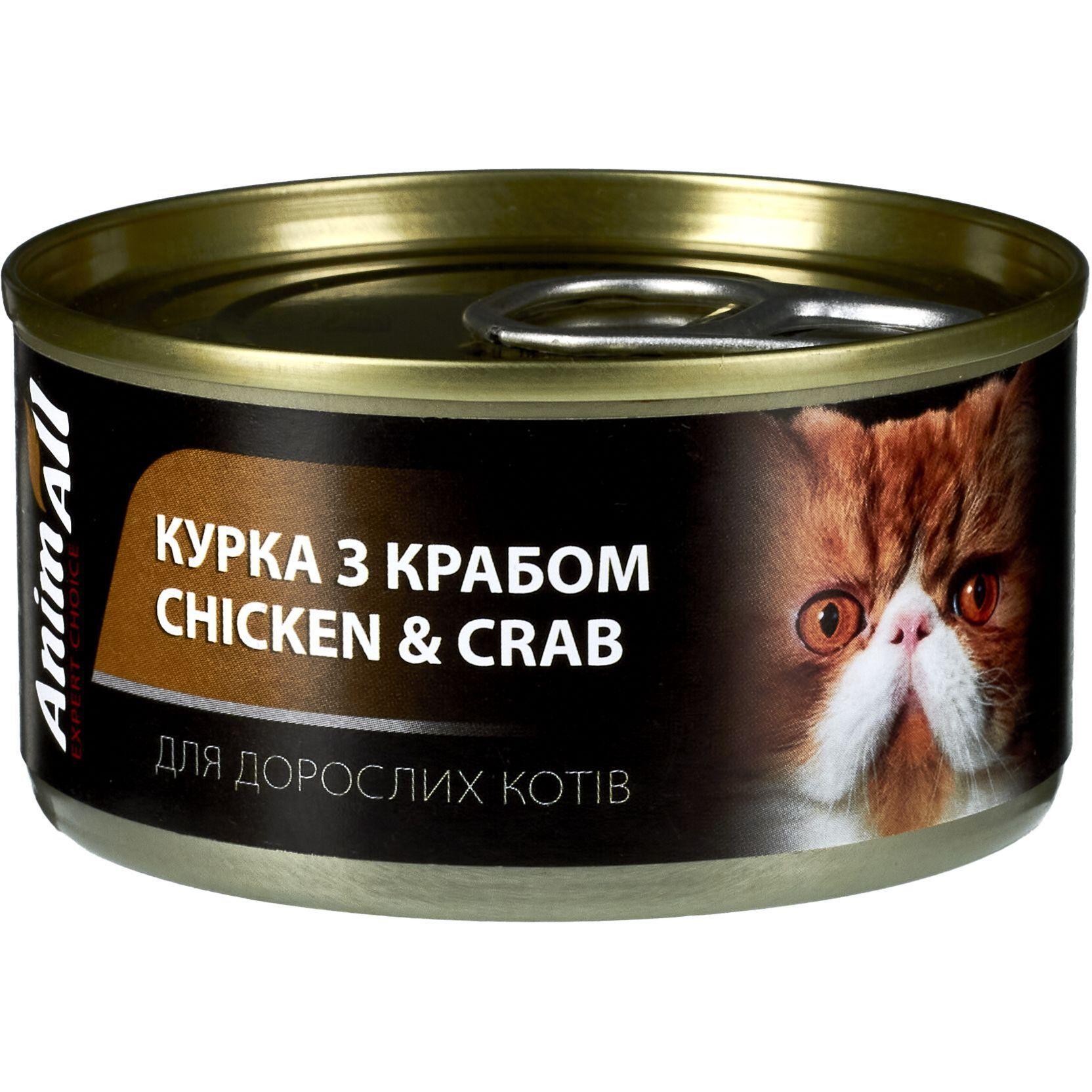 Вологий корм для котів AnimAll курка з крабом 85 гфото1