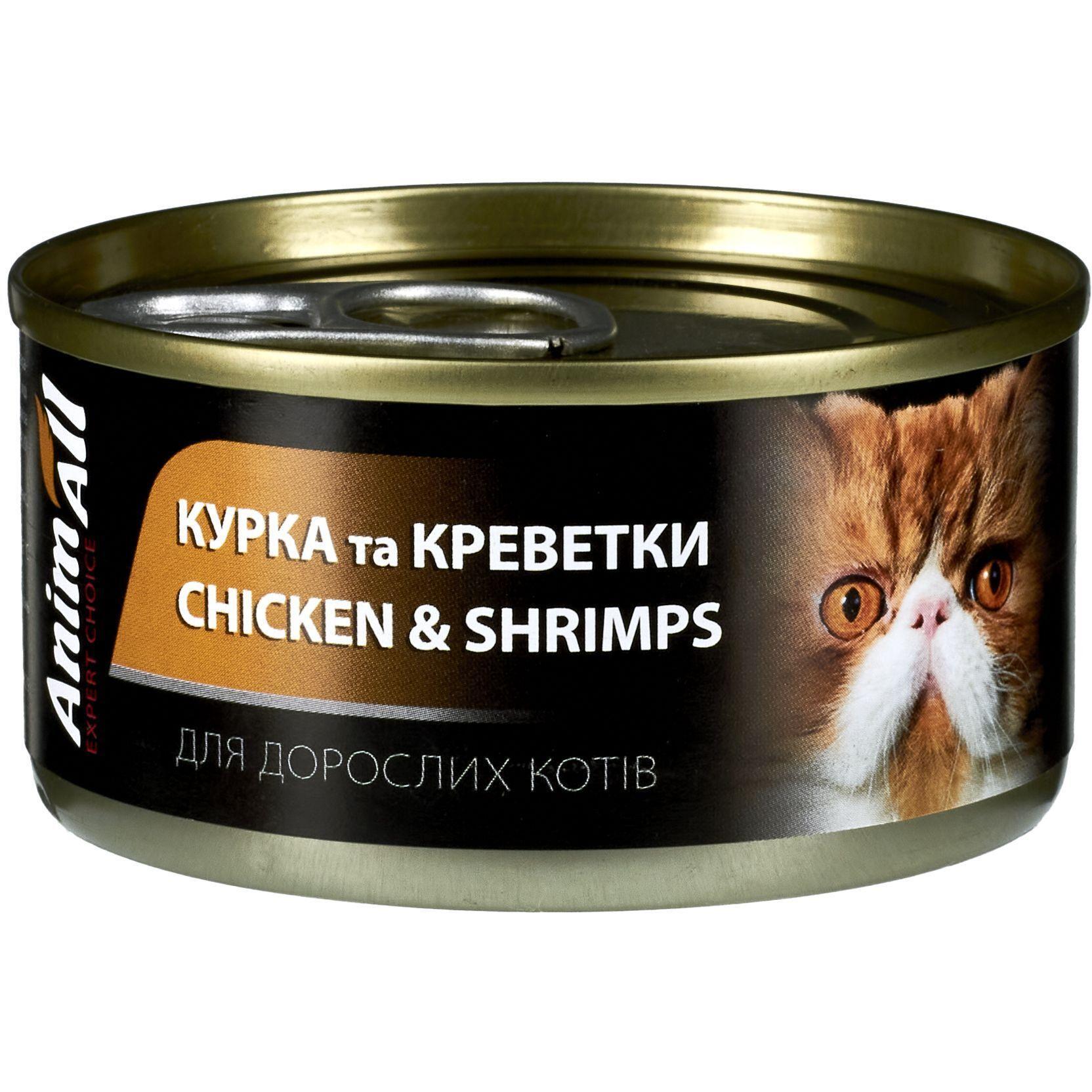 Вологий корм для котів AnimAll курка з креветками 85 гфото1
