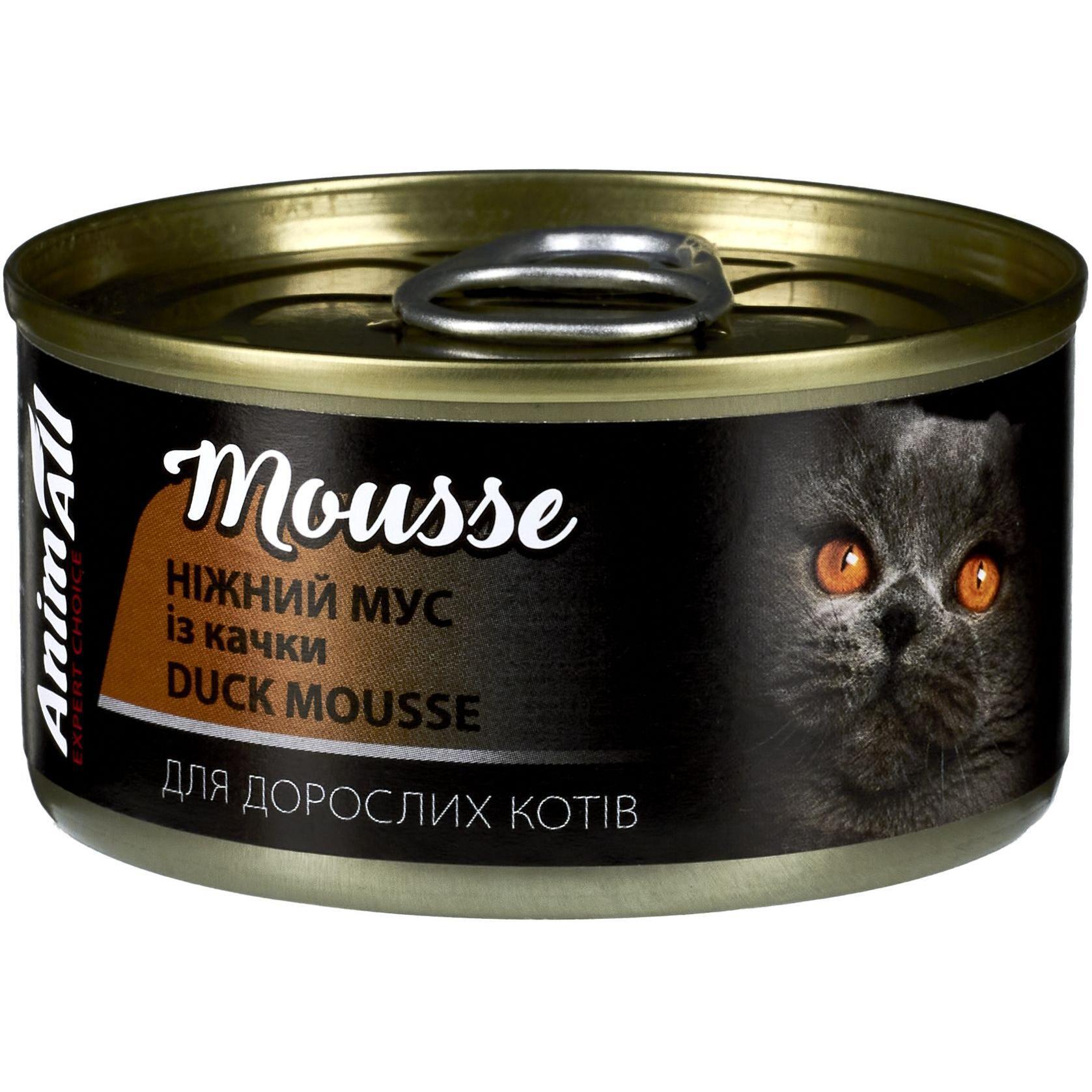 Вологий корм для котів AnimAll ніжний мус із качки 80 гфото1