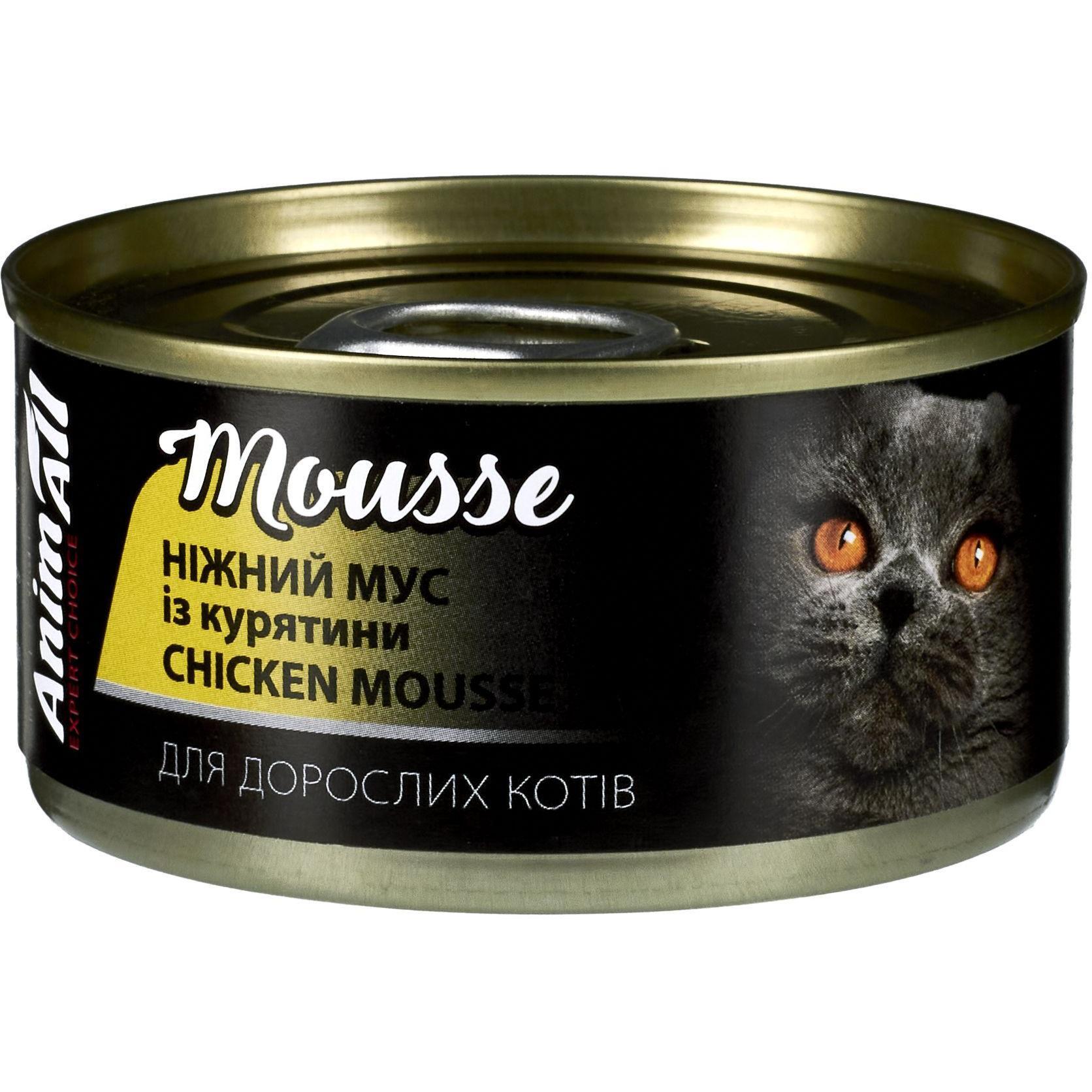 Вологий корм для котів AnimAll ніжний мус із курятини 80 гфото1