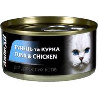 Вологий корм для котів AnimAll тунець з куркою 85 г