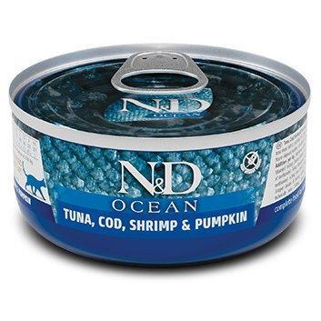 

Влажный корм для кошек Farmina N&D Grain Free Ocean Tuna Cod Shrimp&Pumpkin с тунцом, треской, креветками и тыквой 70 г