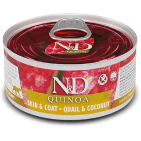 

Влажный корм для кошек Farmina N&D диетический при пищевой аллергии с перепелом, киноа и куркумой 80 г