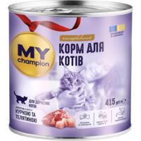 Влажный корм для кошек My Champion кусочки с курицей и телятиной 415 г