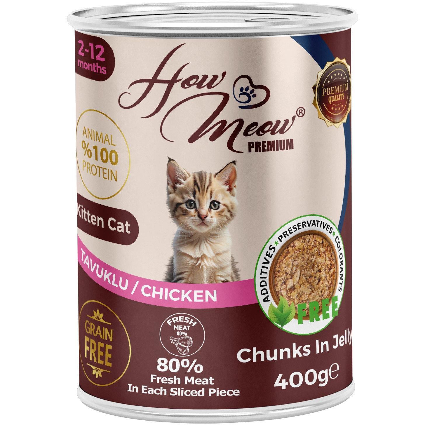 Вологий корм для кошенят How Meow Kitten з куркою 400 гфото1