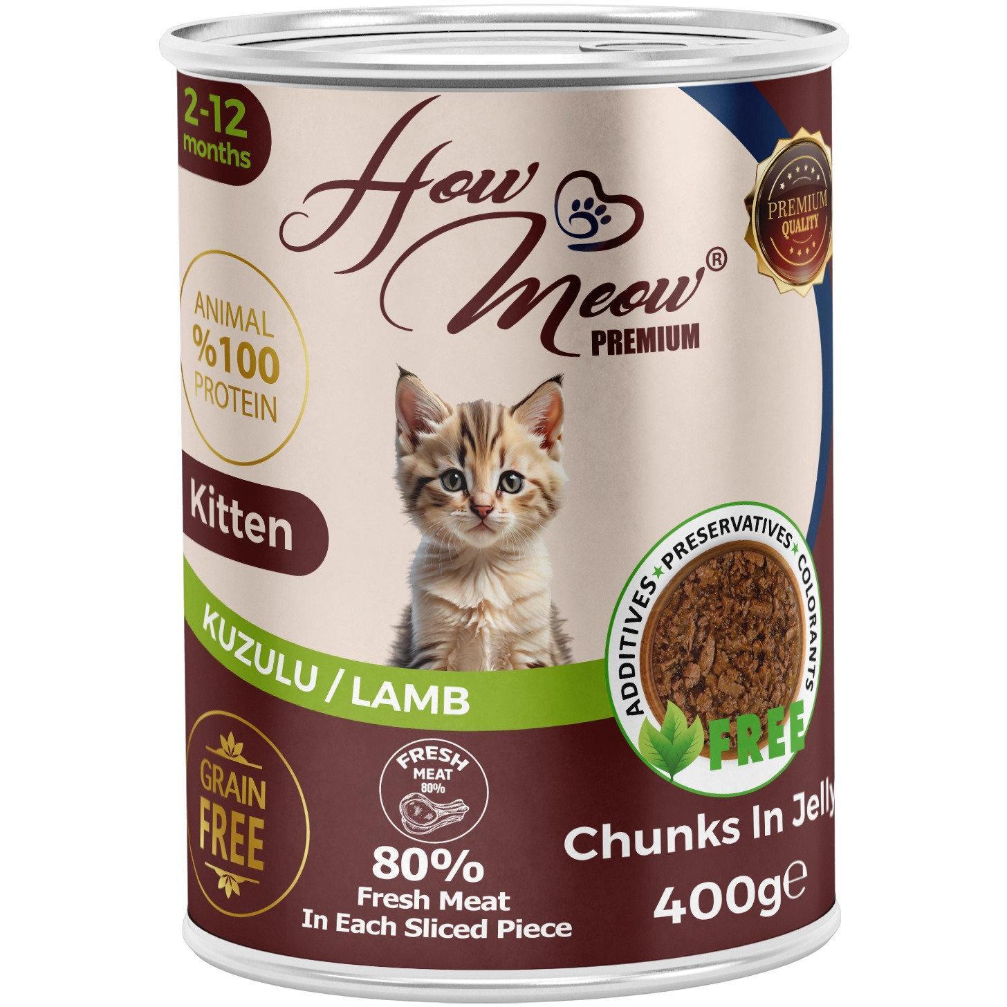 Вологий корм для кошенят How Meow Kitten з ягням 400 гфото1