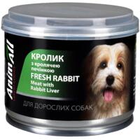 Влажный корм для собак AnimAll с кроликом и кроличьей печенью 195 г