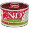 Влажный корм для собак Farmina N&D Adult Mini диетический при пищевой аллергии с уткой, киноа, кокосом и куркумой 140 г