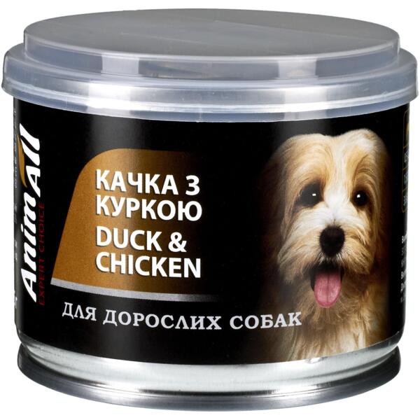 

Влажный корм для собак AnimAll утка с курицей в нежном желе 195 г